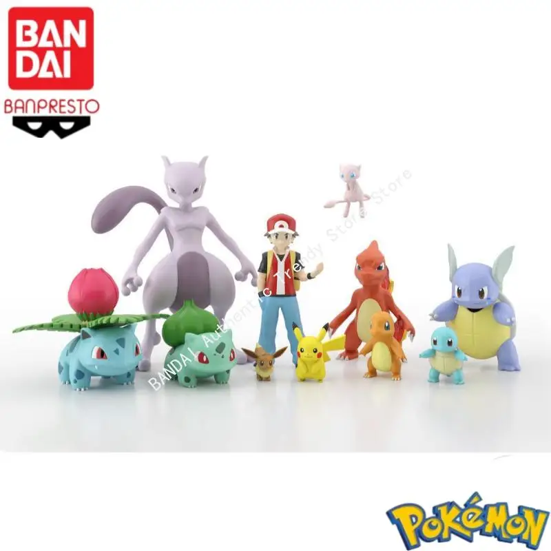 بانداي أنيمي الشكل لعب للأطفال مقياس العالم البوكيمون Mewtwo Mew Ivysaur بيكاتشو Charmeleon Eevee Wartortle دمى هدايا