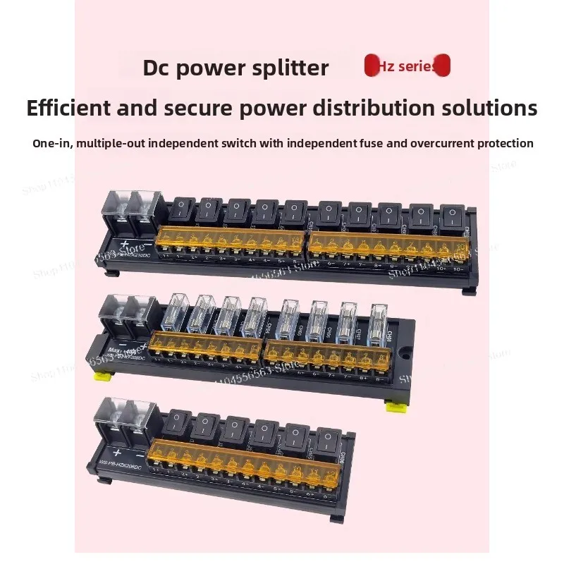 DC Power Splitter Splitter, One Input Multiple Output 4/6 Independent Switch Insurance 40A with Indicator Light