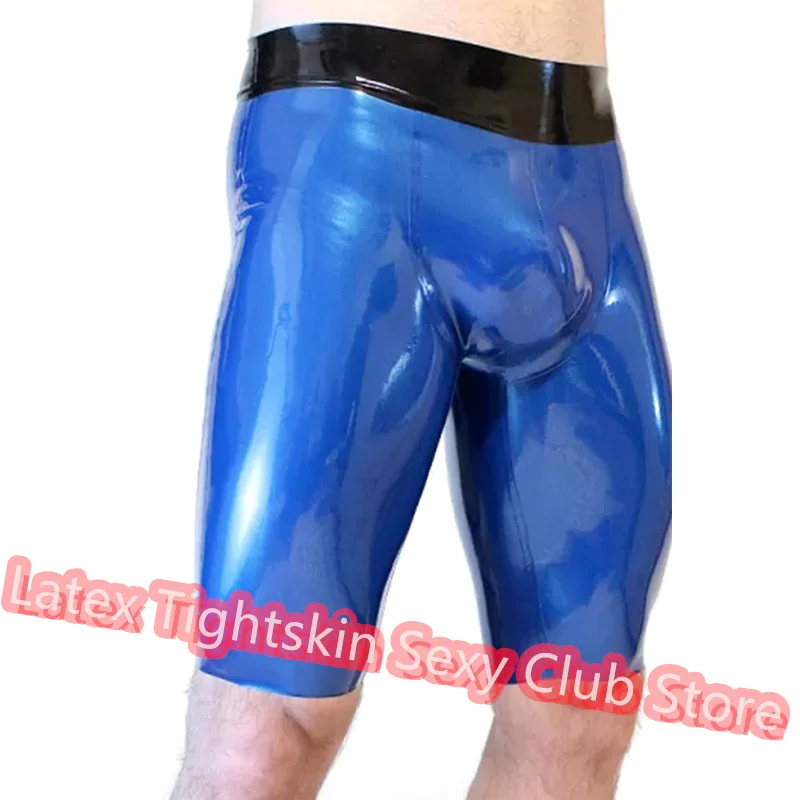 

Men Latex Panties Boxer Purple with White Sexy Fetish Shorts Handmade Underwear Club Wear for Men Cosplay Costumes