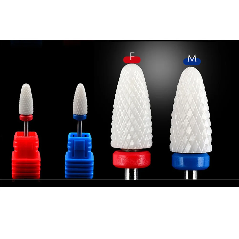 2Pcs Nail Grinding Head Ceramic Drill Bits for Electric Nail File Polish Reshape Nails Cuticle Cleaner Remove Dead Skin Wipe Gel