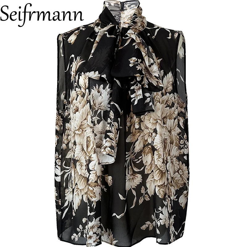 Seifrmann conjunto de seda preto perspectiva impressa sem mangas férias praia acampamento conjunto de vestido de moda feminina