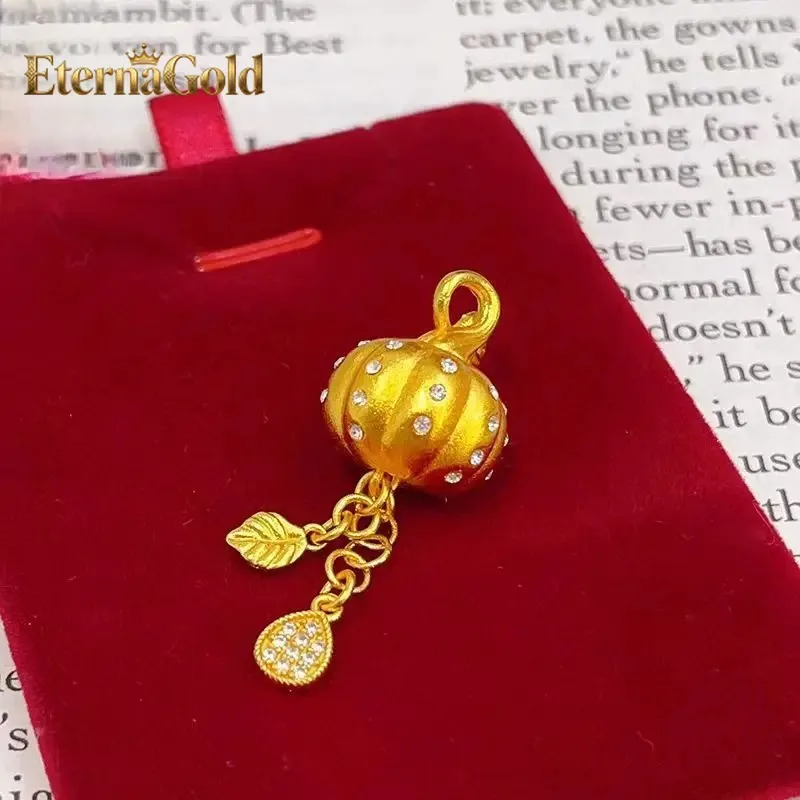 

Женский кулон EternaGold из 24-каратного золота (AU999) с бриллиантами и подвеской в форме тыквы | Жидкое золото с тыквенными вкраплениями, инкрустированное золотом, с тыквенными элементами.