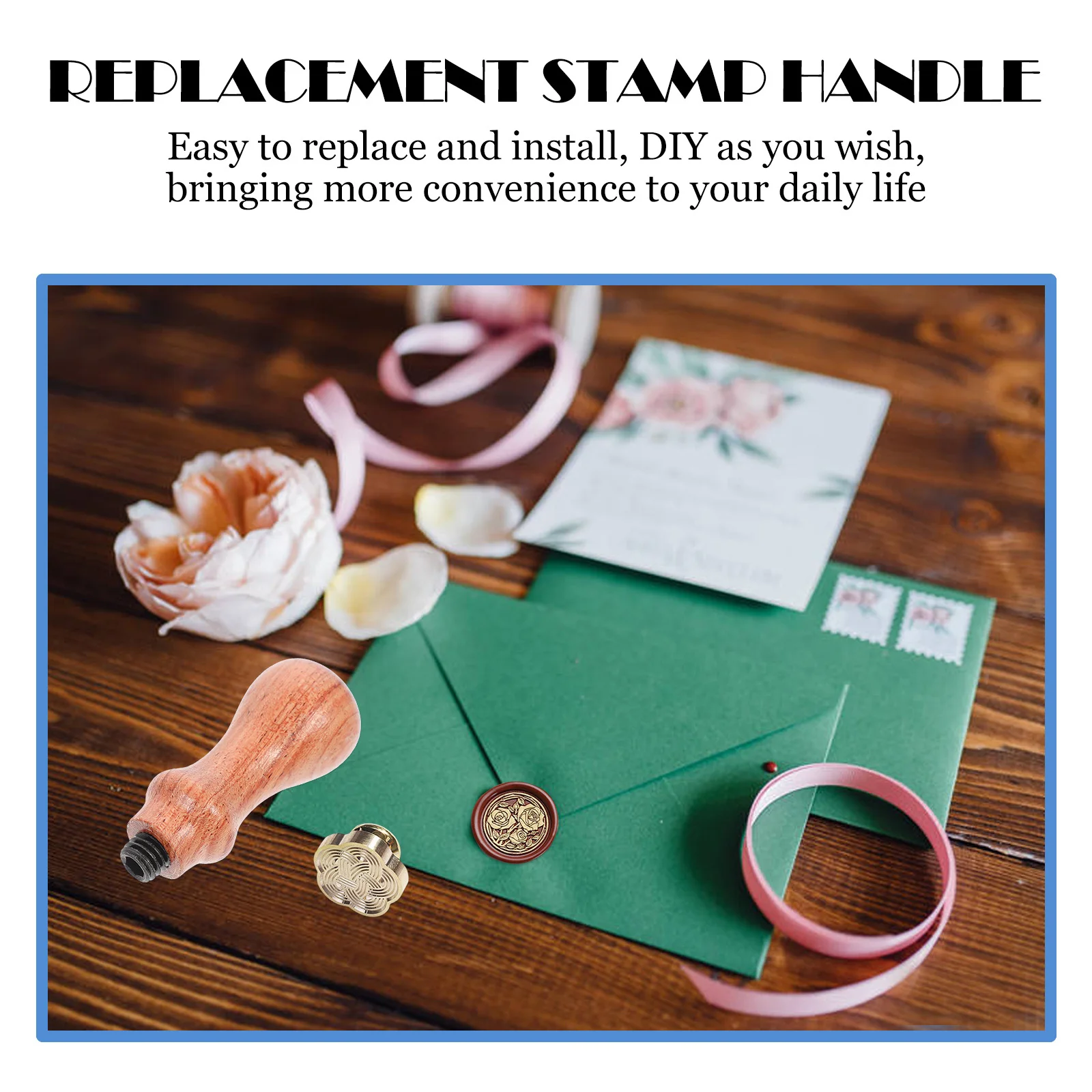 

2Pcs Wooden Handle Smooth Polished Wax Seal Replacement Handle for Wedding Invitation Envelope Scrapbooking DIY