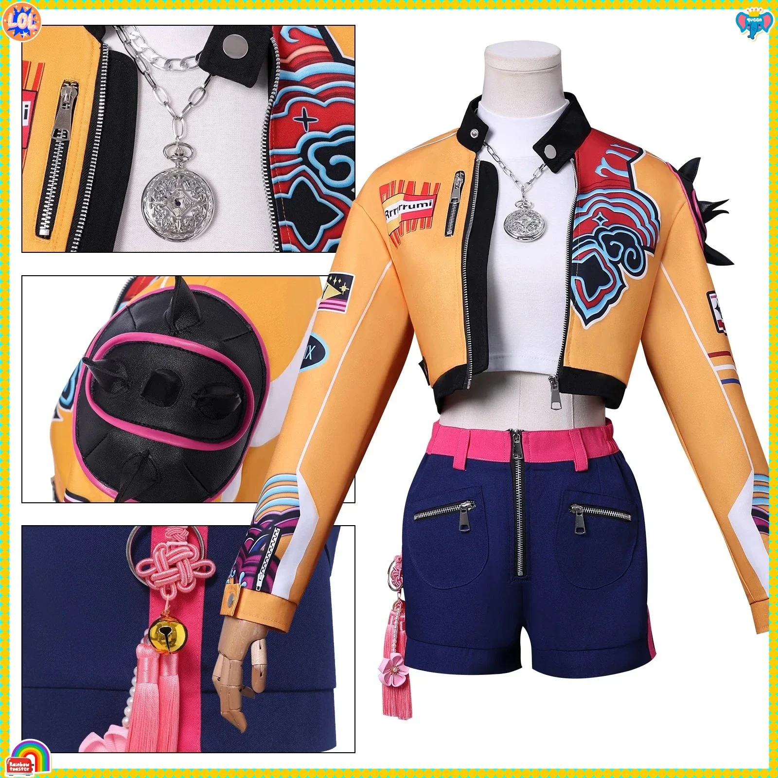 K Pop 2026 Rumi Cosplay Kostüm Perücke Frauen Mädchen Halloween Karneval Comic-con Party Rollenspiel Outfits