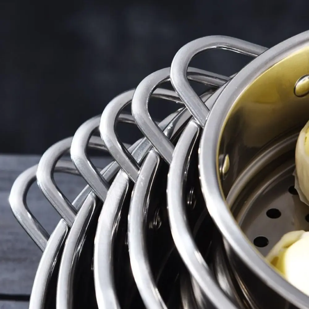 حار 304 سلة باخرة من الفولاذ المقاوم للصدأ أداة المطبخ الطبخ مع رف البخار مزدوج الأذن مادة آمنة سلة استنزاف عامة #3