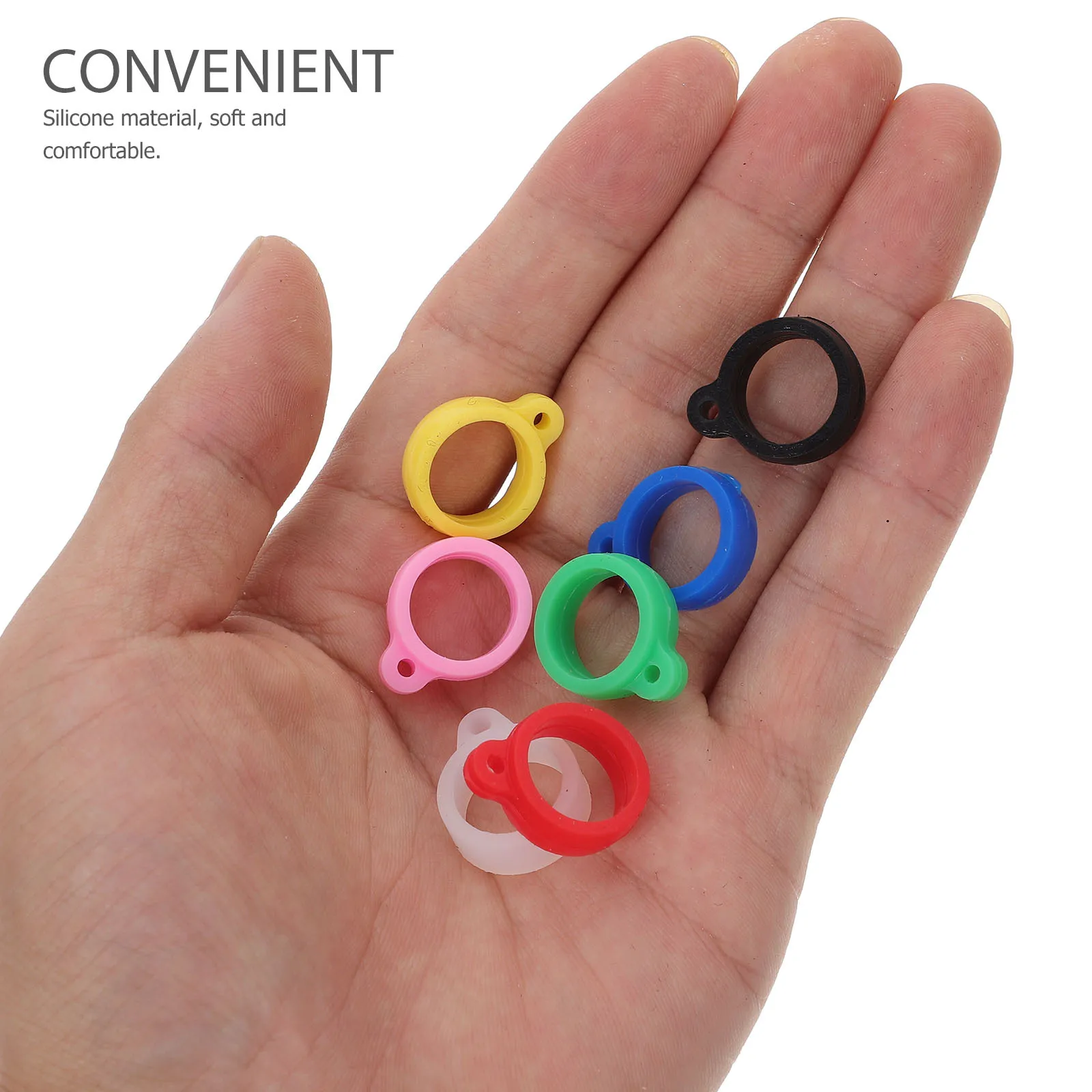 50Pcs Silicone Anti- Adjustable Necklace Lanyard Keychain Pen Holder Security Kit Ring Tightener Make Ring Fit Tighter