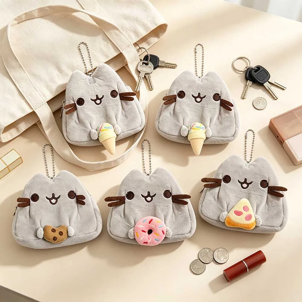 Pusheen Kawaii Plush Pendant Keychain Bag Coin Purse Cat Keychain Plushie Toy Animal Dolls Cute Hanging Ornament Kids Gift