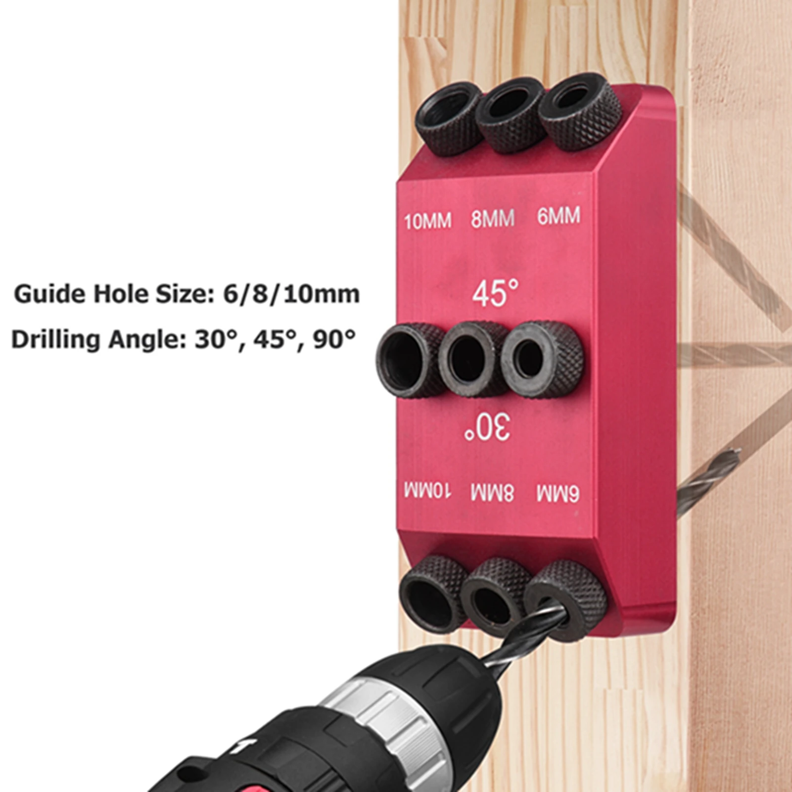 30°/45°/90° Guide Jig Drill Guide Pocket Hole Jig 30 45 90 Degree Multi Angle Positioner for Woodworking