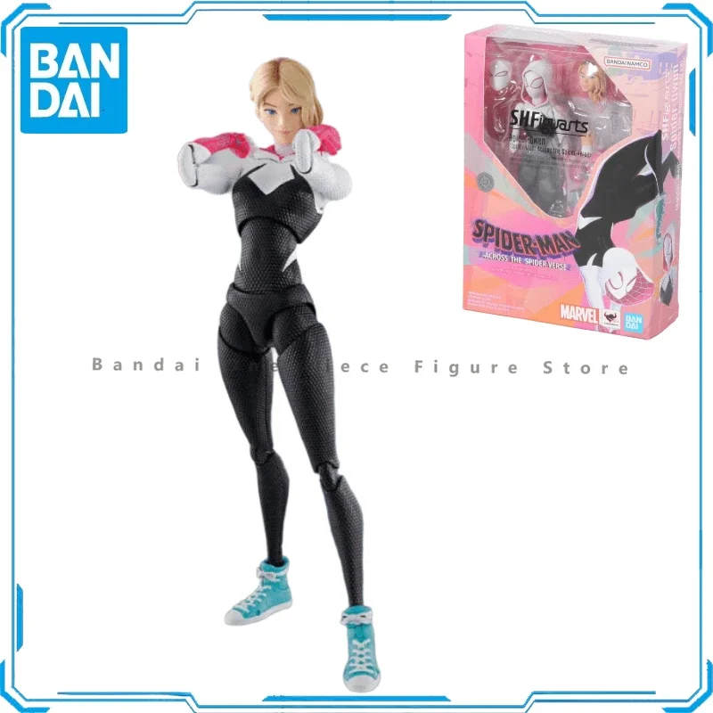 

In Stock Original Bandai SHF Spider-Man Gwen Into the Spider-Verse 2 Across Universe Stacey Animation Toys Gifts Model