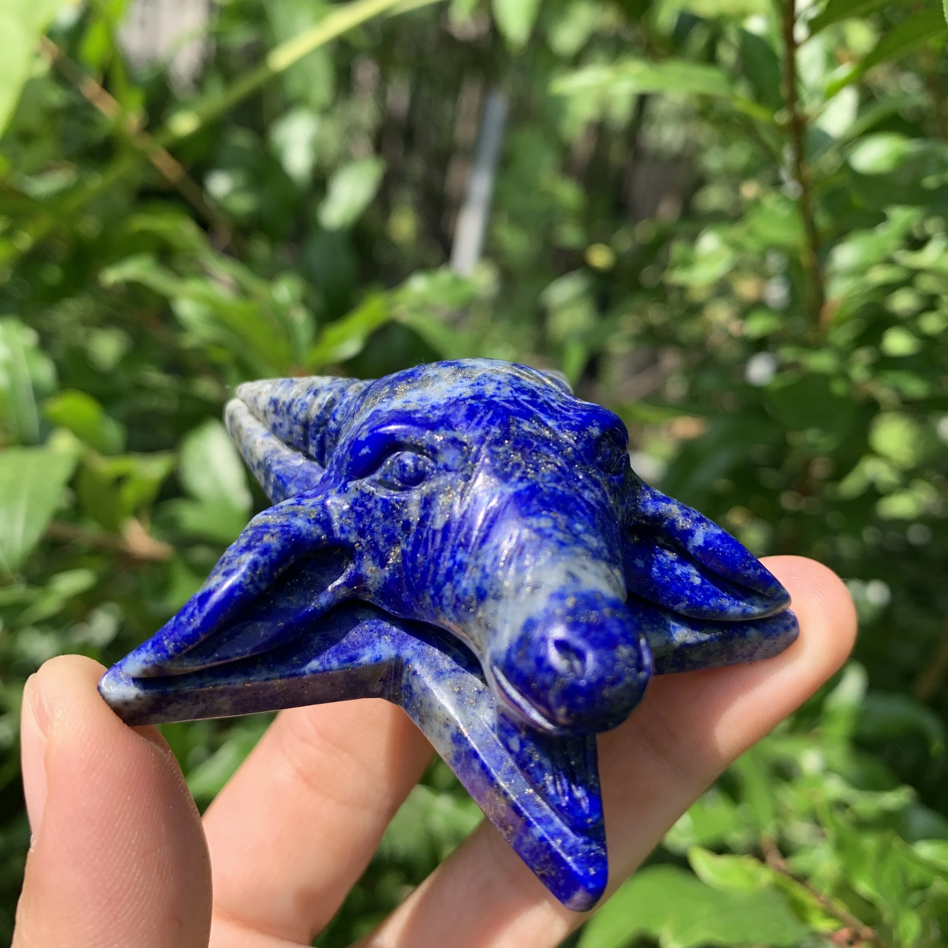 Natural Lapis lazuli carved sheep's head Figurine Ornament