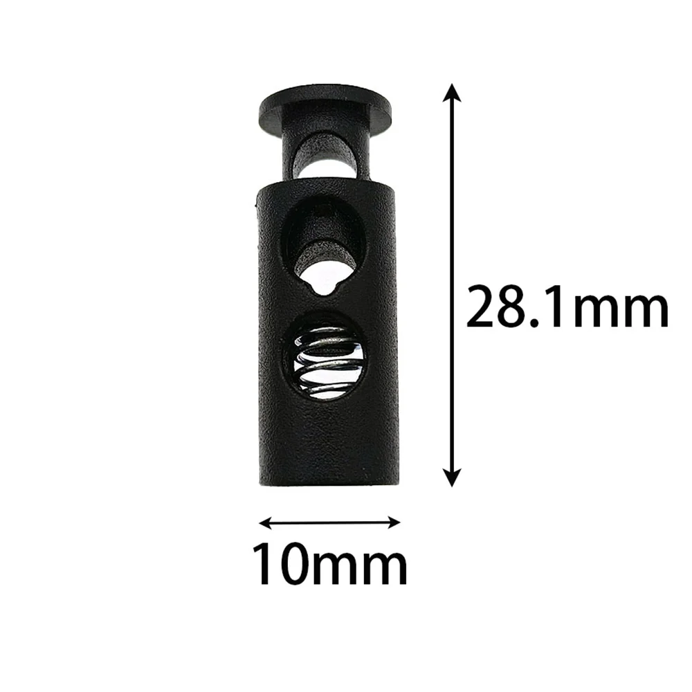 Fibbie a molla in Nylon di plastica da 10 pezzi, orologio elastico nero, fibbia elastica regolabile in corda, tappo a naso di maiale a doppio foro