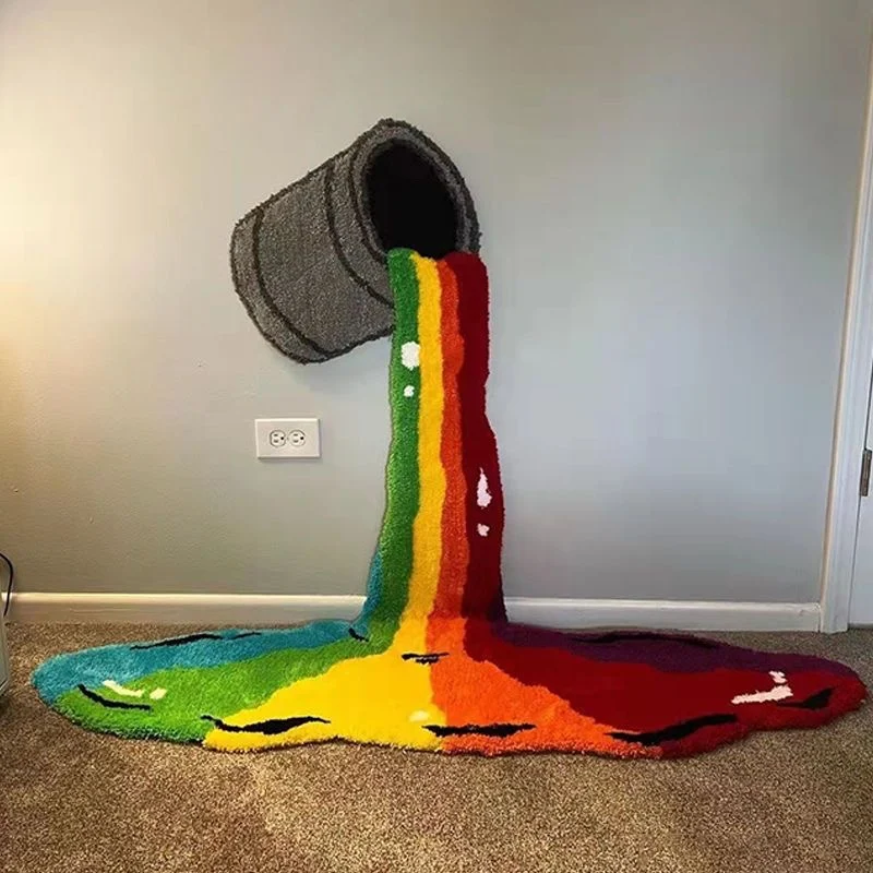 

Rainbow Paint Bucket ins Style Wall Tapestry - Unique Funny Home Decor, Non-slip Bedroom Side Carpet, Floor Mat - for Bedroom