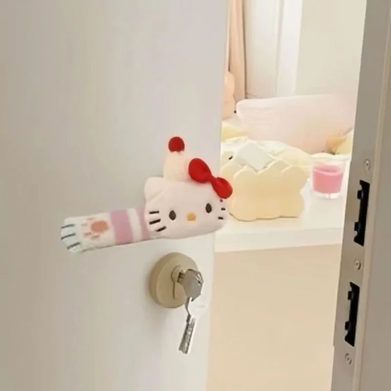 HelloKittys Doll Knitting Door Handle Protective Cover Cartoon Cute Creative Gift Home Decoration Pochacco Accessories Girl Gift