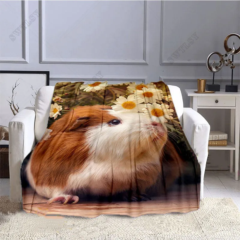 

Guinea Pig Cute Animal Pattern Flannel Throw Blanket Cartoon Soft Lightweight Warm Sofa Couch Bed Decor Kids Teens Camping Gifts