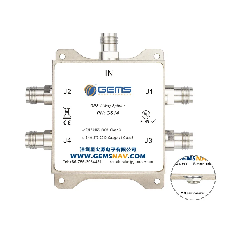 4 Way GPS and GNSS Active Antenna Splitter GS14 | GS14i