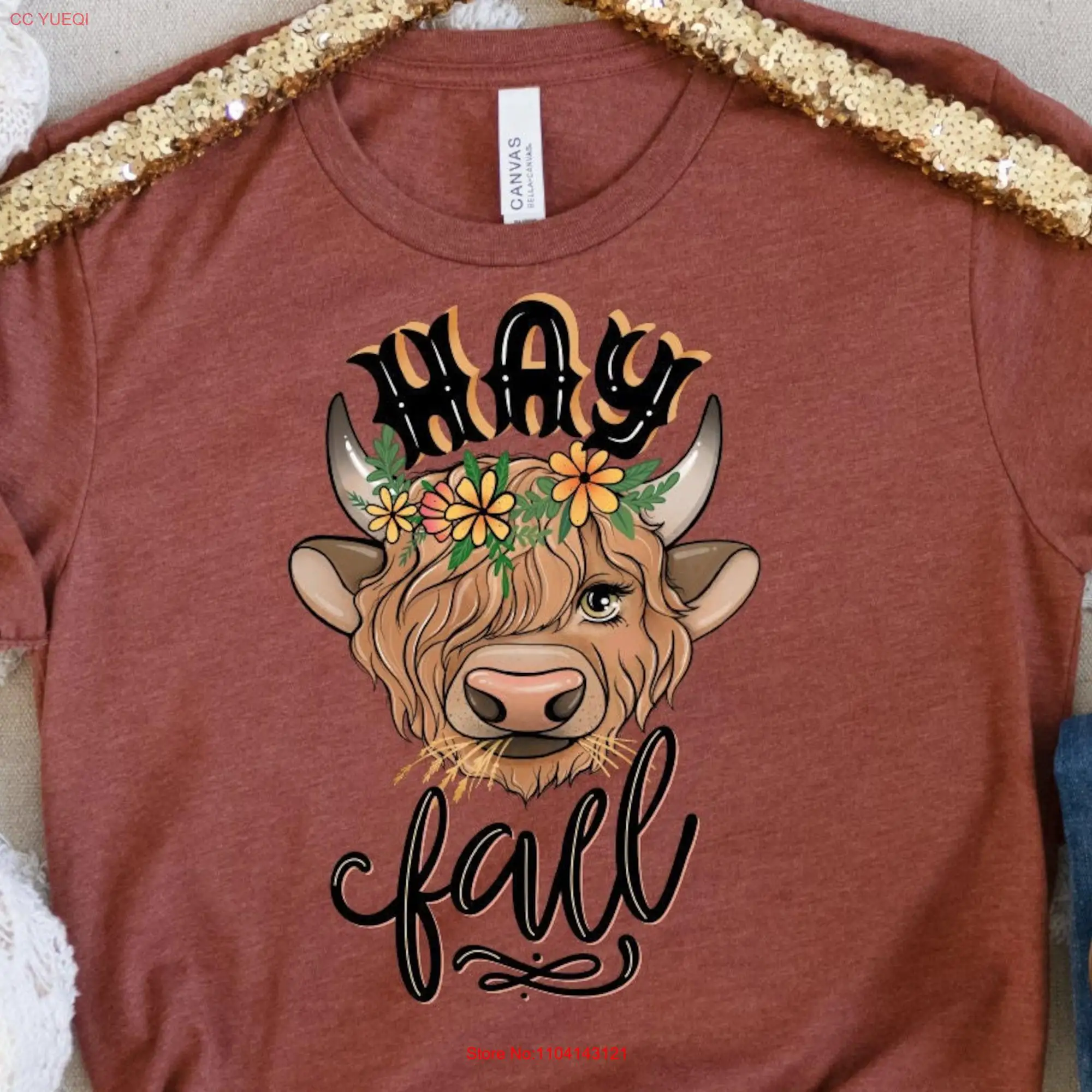 Hay Fall T Shirt Cute Cow Women Autumn Happy Farm Heifer Thankful long or short sleeves