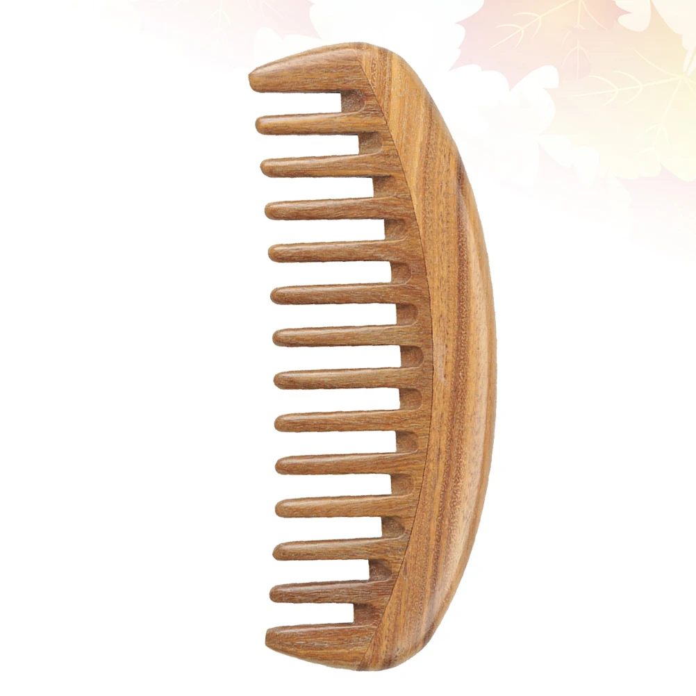 

Wide Tooth Wooden Comb Skin-friendly Sandalwood Hair Anti-static Scalp Massage Curled Coffee