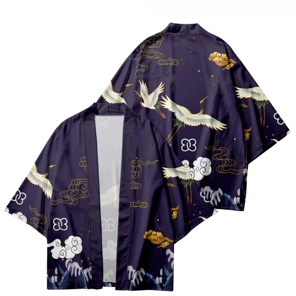 كيمونو قصير للرجال كيمونو الطفل سترة أنيقة اليابانية موضة أنيمي تأثيري عباءة هاوري الساموراي كيمونو رداء شعبي