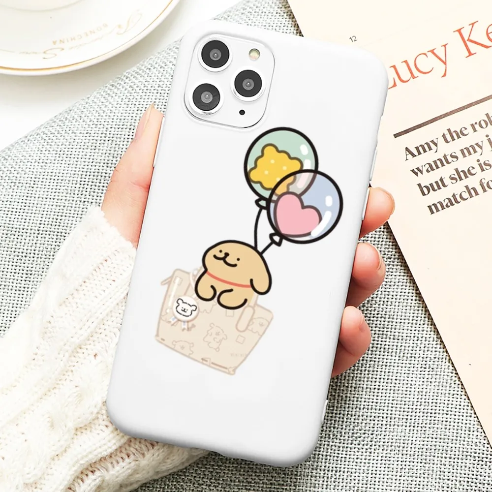 Funda de teléfono Line Puppy para iPhone 14, 11, 12, 13 Mini Pro, Xs Max, 8, 7, 6, 6S Plus, X, XR, Color caramelo sólido