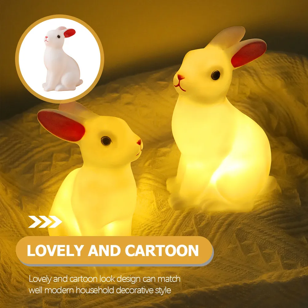 1Pcs Rabbit Night Light Silicone Material LED Night Lamp Bedside Lamp for Kids Room Nursery Decor Gentle Illumination Desktop