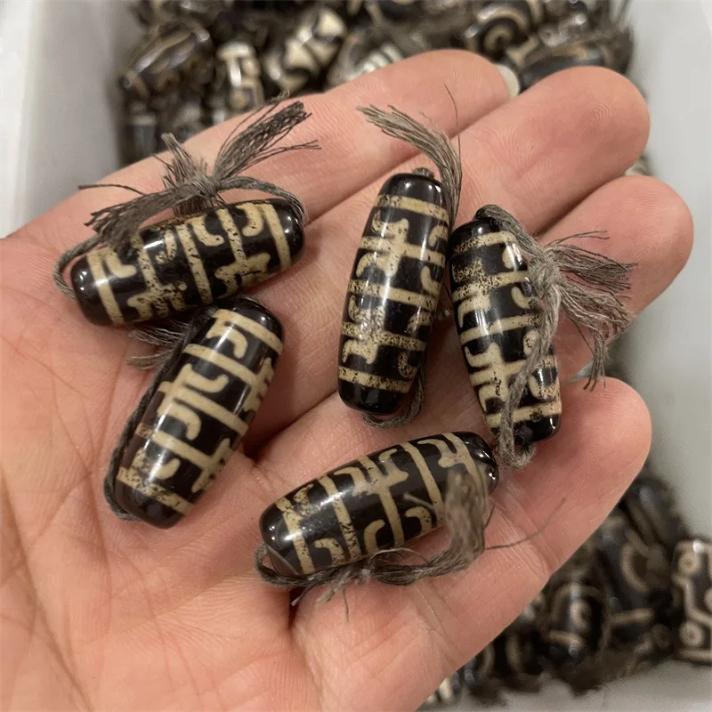 Vintage-Style, Distressed 10*30Mm Dzi , , Cylindrical , Old Agate Vase-Shaped Loose Bead