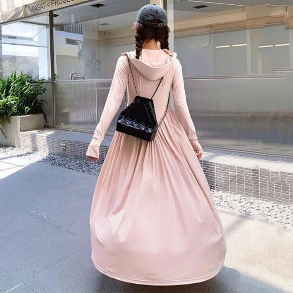 سترة نسائية صيفية للحماية من الشمس معطف بقلنسوة لتبريد الجسم بالكامل ملابس واقية من الشمس بأكمام طويلة ملابس سباحة لتغطية فستان الشاطئ #2