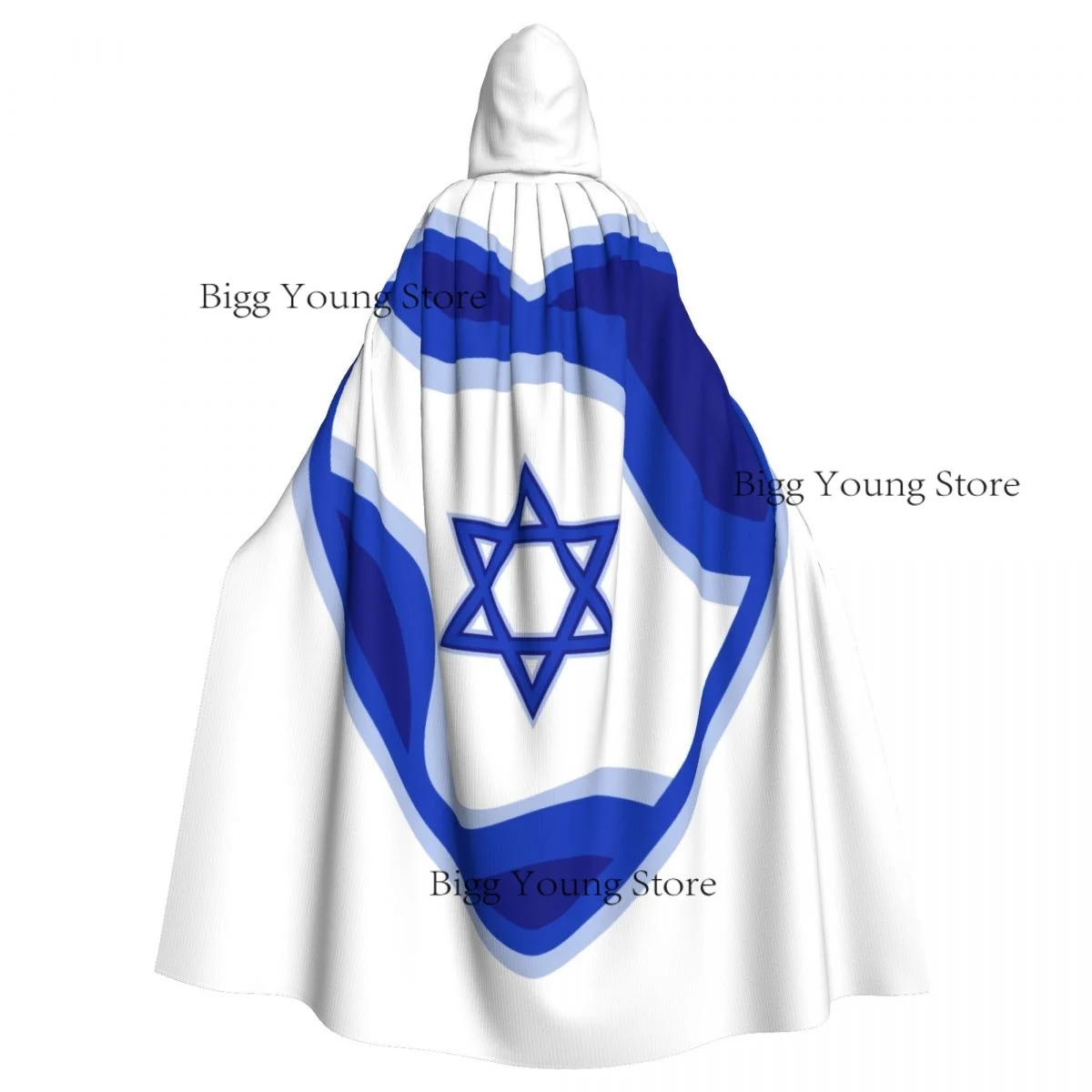 

Плащ унисекс с флагом Израиля в форме сердца для взрослых с капюшоном, длинный костюм ведьмы, косплей