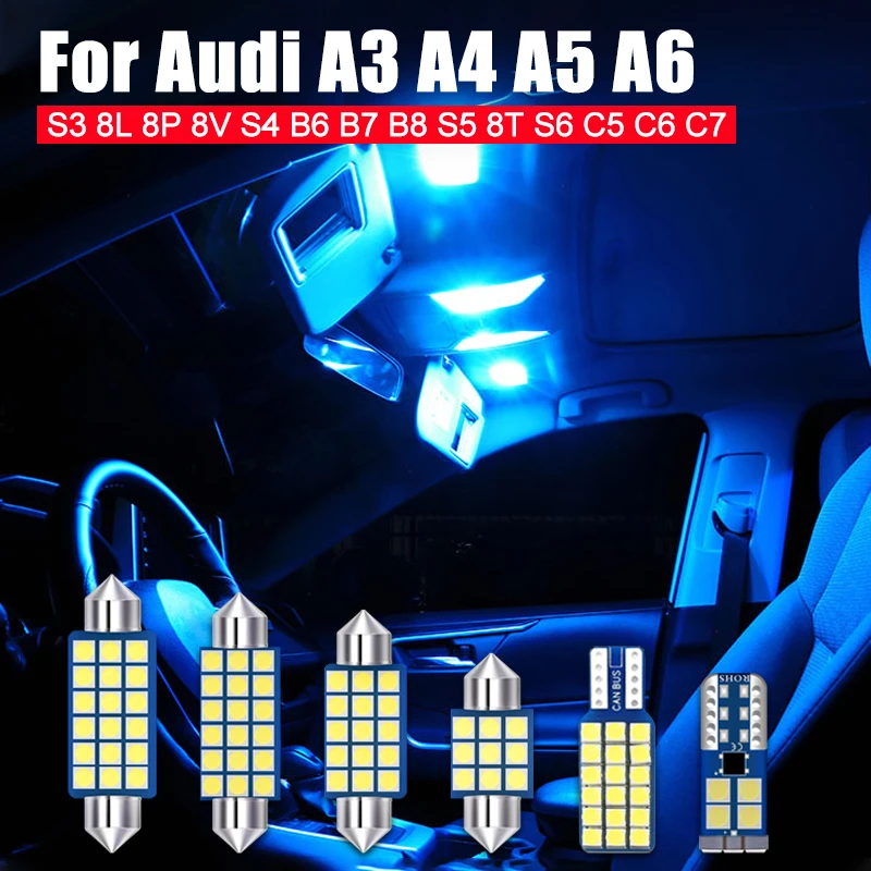 

For Audi A3 8L 8V 8P S3 RS3 A4 B6 B7 B8 S4 A5 S5 RS5 A6 C5 C6 C7 S6 RS6 12V LED Car Dome Reading Lights Glove Box Trunk Lamps