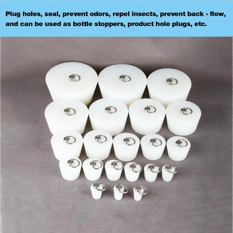 Pipe Tube Hole Sealing Plugs with D Ring Handle Tapered Silicone Rubber Stopper 14-200mm