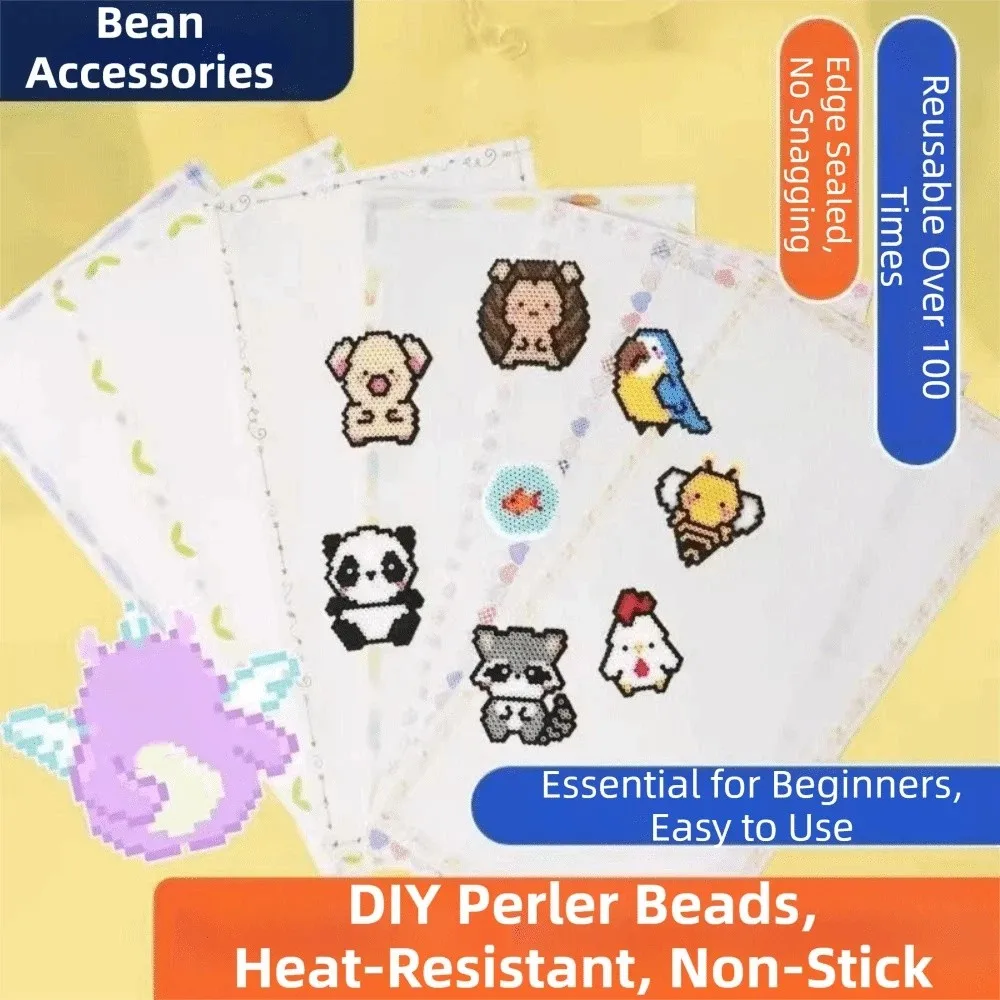 5 pçs transmissão de luz perler contas cozimento pano borda-costurado diy folhas de engomar para fusível contas resistente ao calor