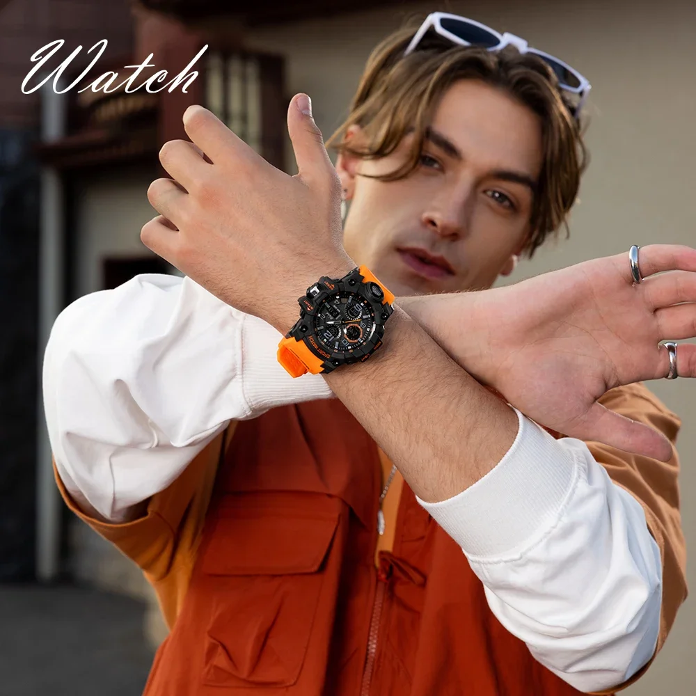 OFNS Fashion orologio elettrico multifunzionale da uomo sveglia luminosa da esterno orologio impermeabile antiurto tendenza moda 6021