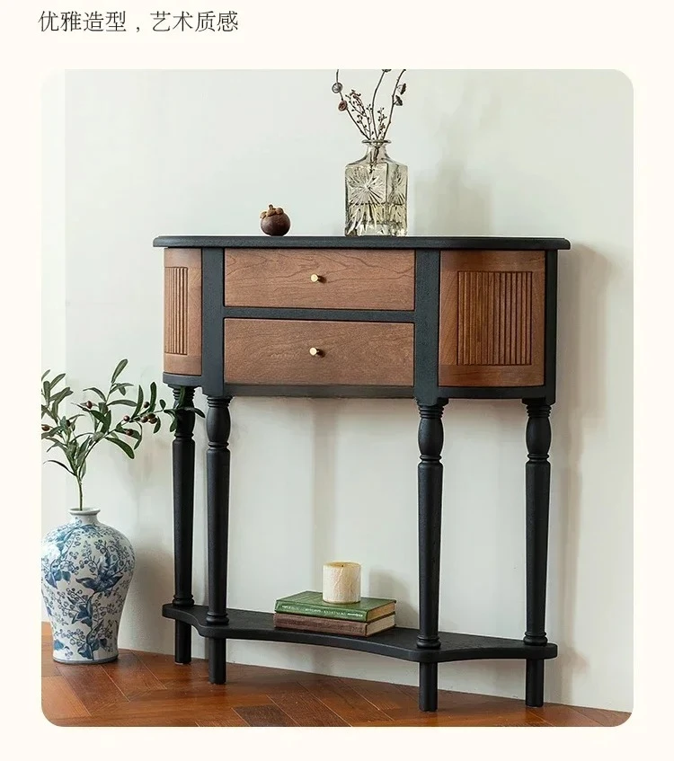 

Hallway Desk French Retro Small Side Cabinet Living Room Decorative Display Cabinet Solid Wood