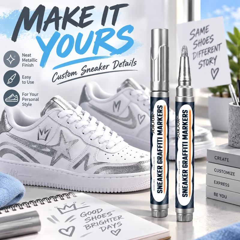 JOKJOK New Silver Office Marker Pen: A Repair Pen with Smooth-Flowing Ink, Suitable for Silver Jewelry, Silver-Colored Car Body