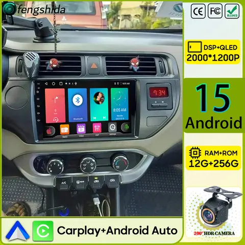 기아 리오 4 K3 2011 2013 - 2017용 카플레이 지원 안드로이드 오토 카 라디오 네비게이션 GPS 안드로이드 15 스테레오 4G 와이파이 2din 2K 아님