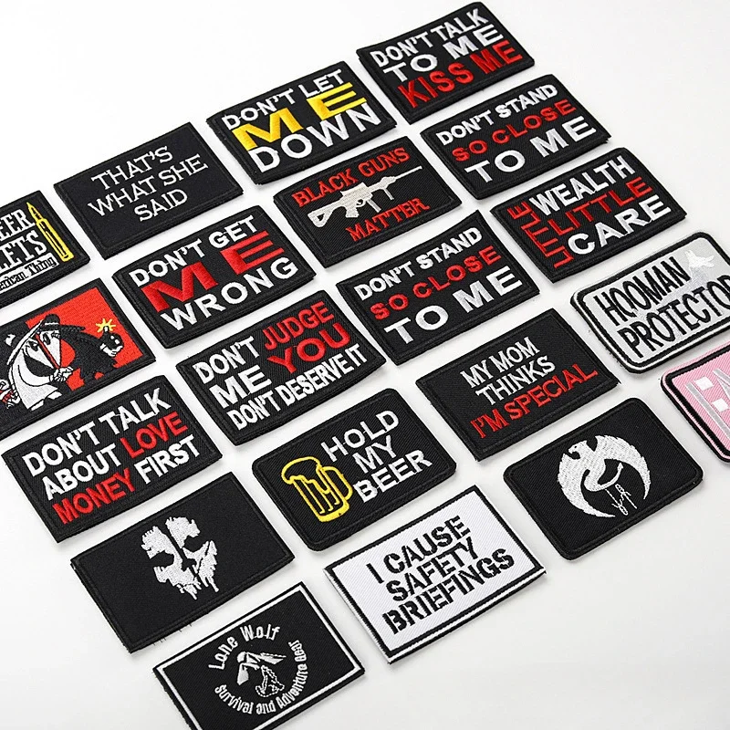 DON'T LET ME DOWN Embroidery Patches Humor Phrases Tactical Morale Armband Hook & Loop Badges Clothes Backpacks Hats Accessories