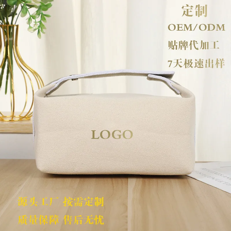 Wholesale Custom Logo Canvas Cosmetic Pouch Multi‑Colors Option Top Handle Zipper Travel Makeup Toiletry Storage Bag Custom Logo