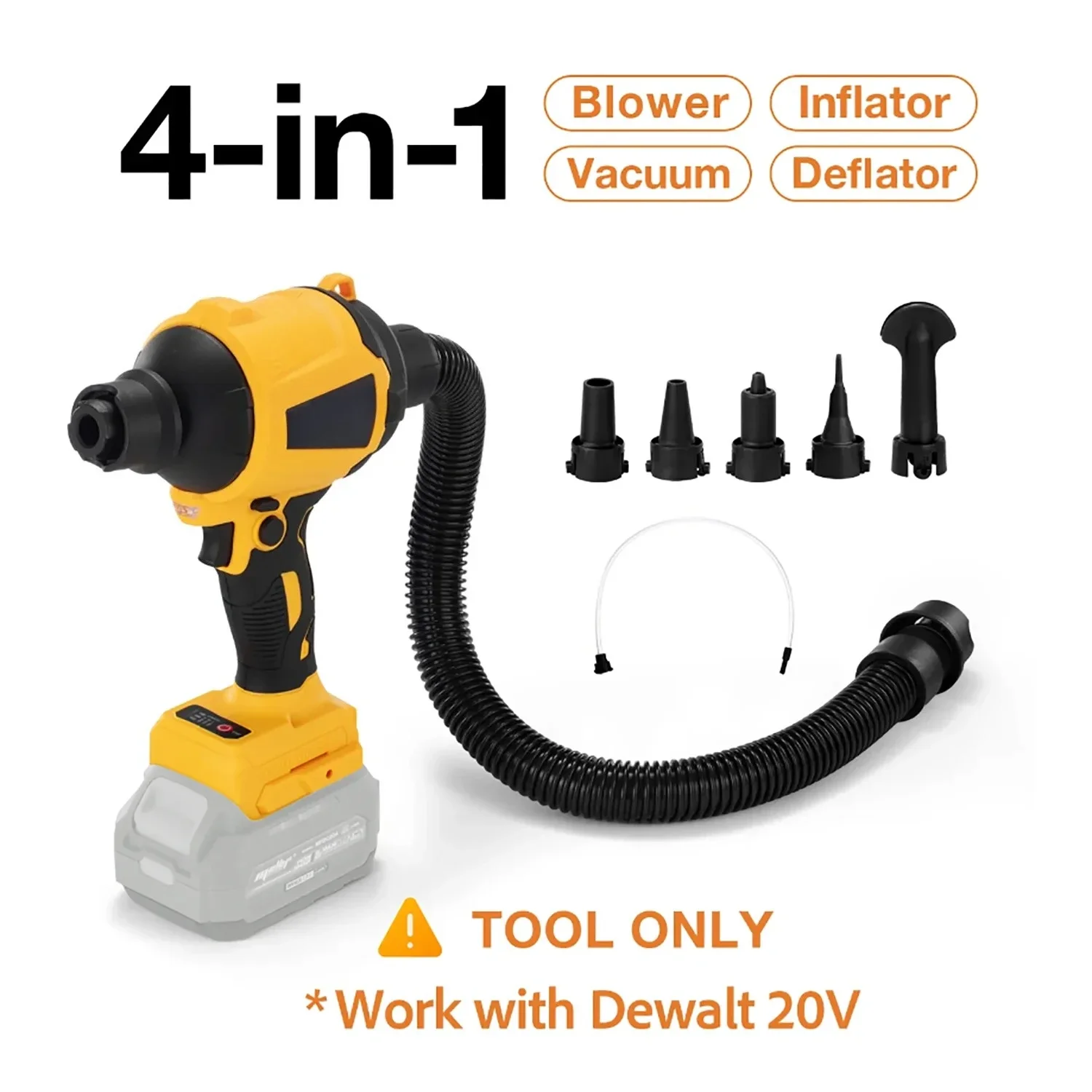Brushless Cordless Compressed Air Duster Blower Air Pump Bare Tool Fit Dewalt 18/20V Lithium Battery for Workshop & PC Cleaning
