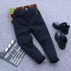 1-11 Yrs Boys Unisex Plus Fleece Winter Pants for Kids Baby Thickening Warm Soft for Boy Children Stretch Fleece Jeans Pants