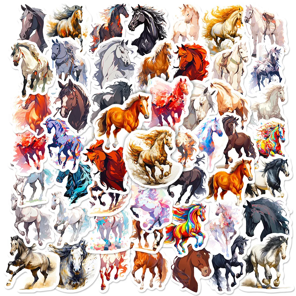 Autocollants de cheval d\'art cool pour enfants, décalcomanies graffiti, esthétique de dessin animé, varié, bagages de voyage, ordinateur portable,