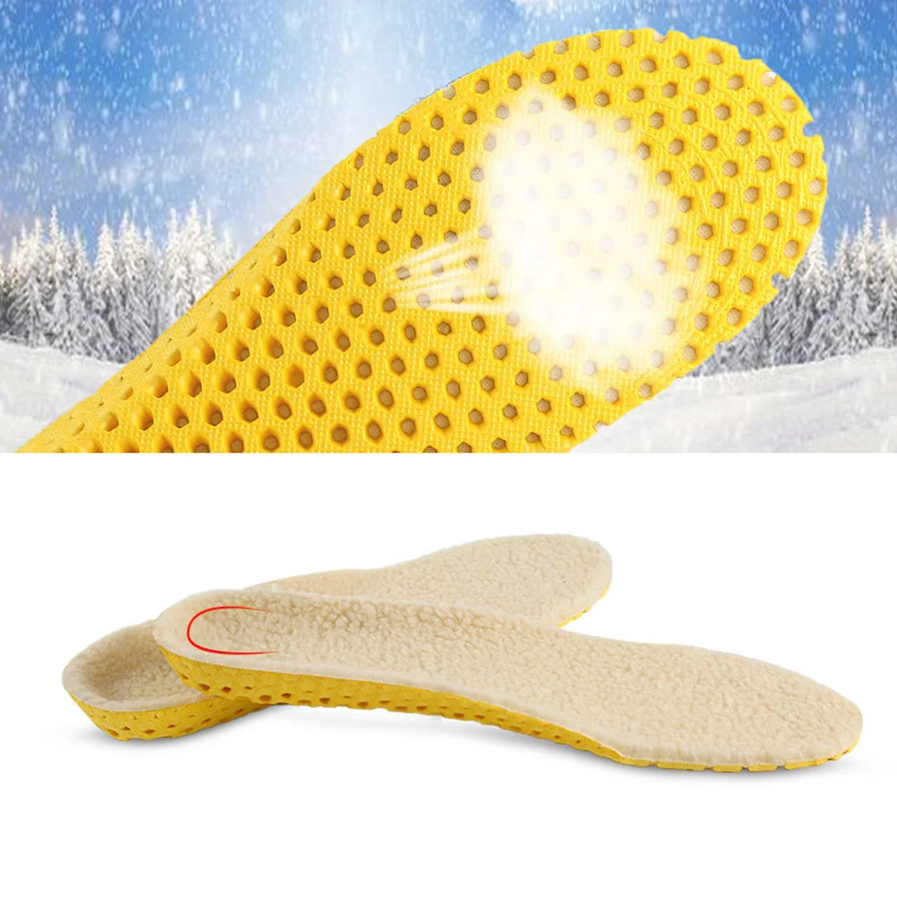 

2pcs Winter Shoe Inserts Warm Thickened Insoles Breathable Sweatproof Soft Comfortable Foot Warmer For Sports