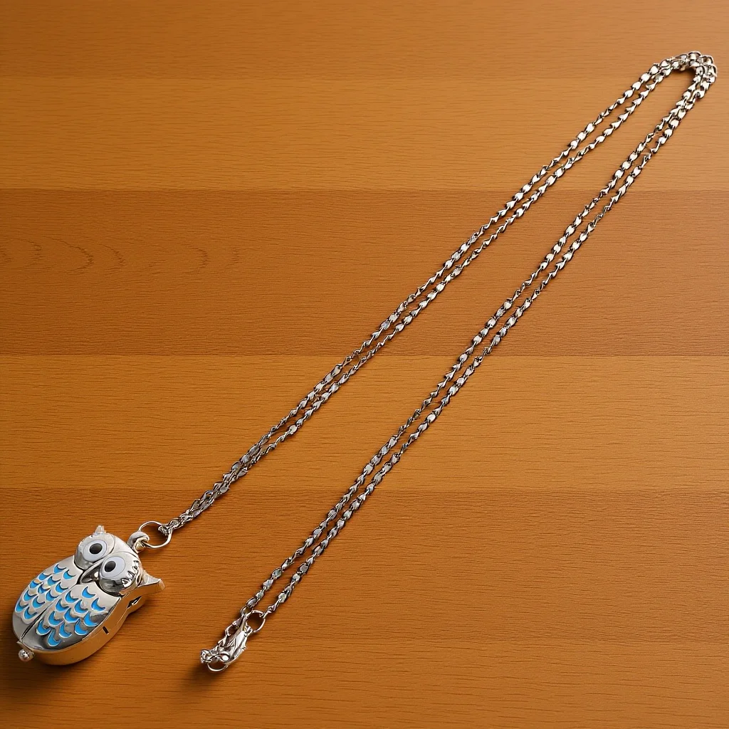 

Owl Pendant Necklace Cartoon Animal Pocket Watch For Women Men Fashion Quartz Timepiece Gift Vintage Decorative Chain