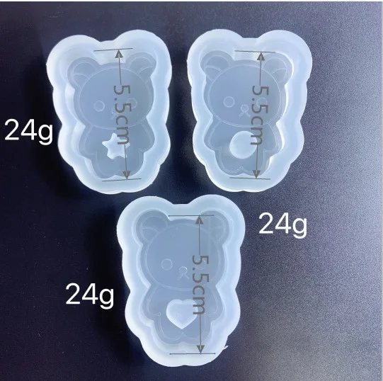 DIY Bear Shaped Silicone Epoxy Resin Mold Jewelry Tools Quicksand Molds Jewelry Keychain Moulds