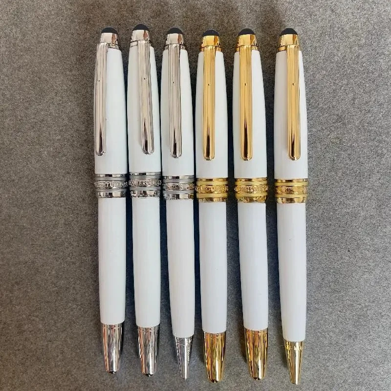 

2025 April New White Fountain Pen Rollerball Ballpoint Pen With Unique Holder Luxury Design Business School Stationery Gifts