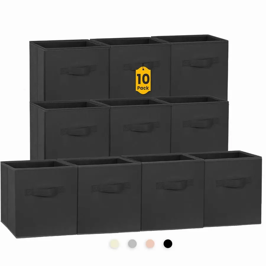 

Storage Cubes, 11 Inch Clothes Storage Bins for Shelves Closet 10 Pack, Fabric Collapsible Storage Bins with Dual Handles, Cubby