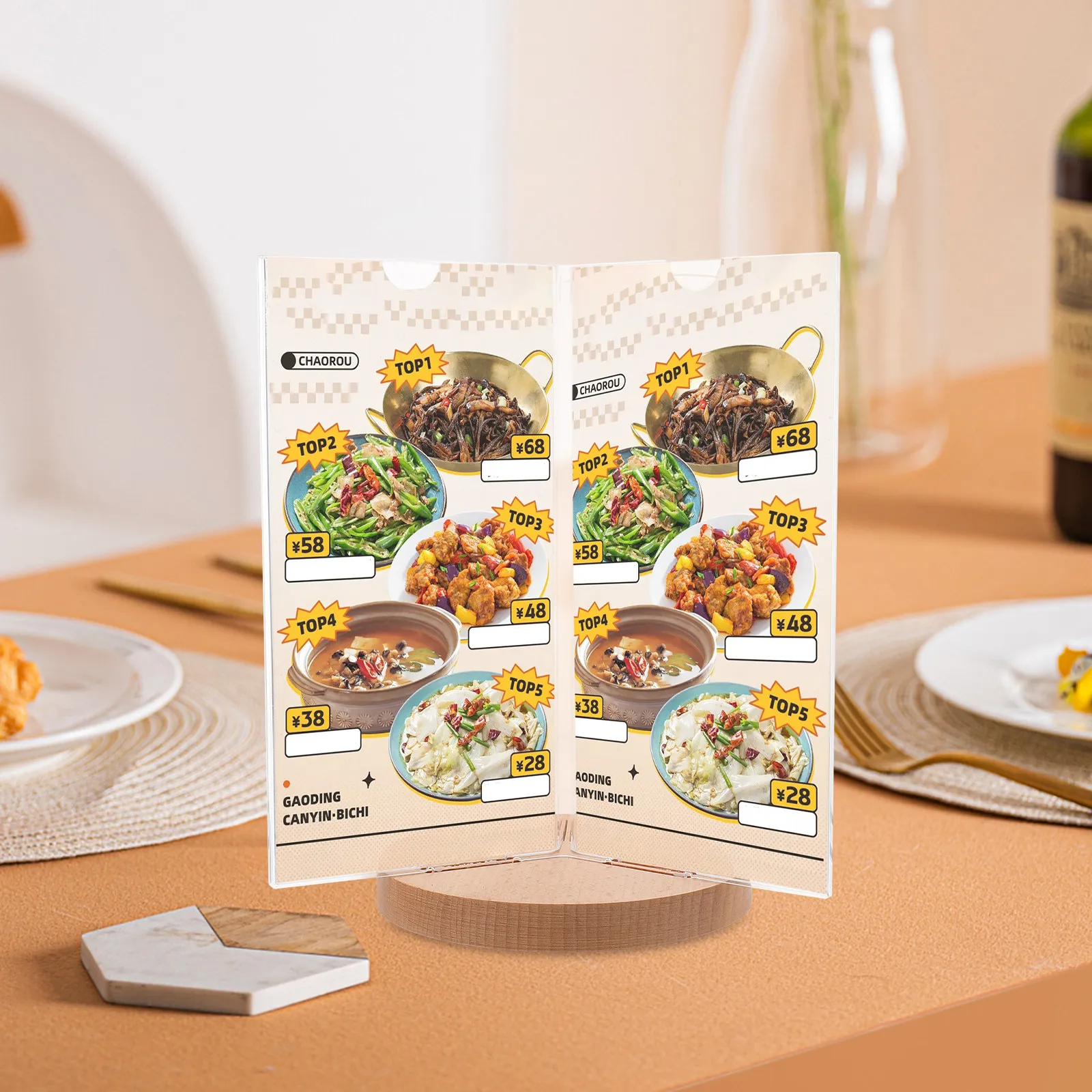 

Вращающийся держатель для меню, акриловая настольная подставка для вертикальной рекламы, держатель для вывесок для ресторанов, выставок, многосторонняя подставка для меню.