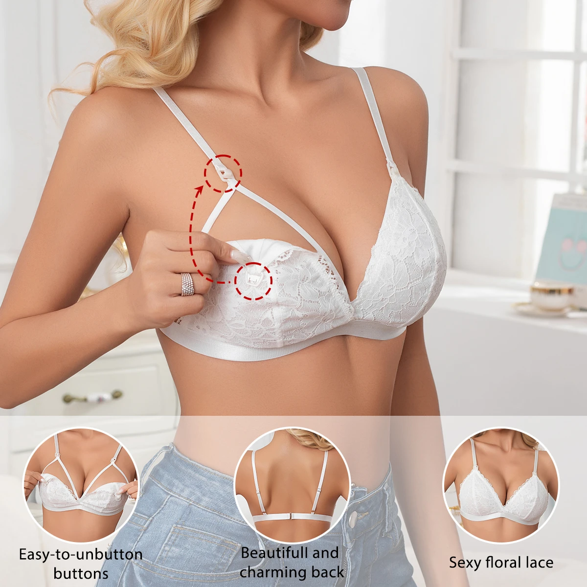 Feeding Bras Front Open Buckle Maternity Nursing Bra Pregnant Women No Steel Rings Anti-sagging Breastfeeding Bras Underwear view 6