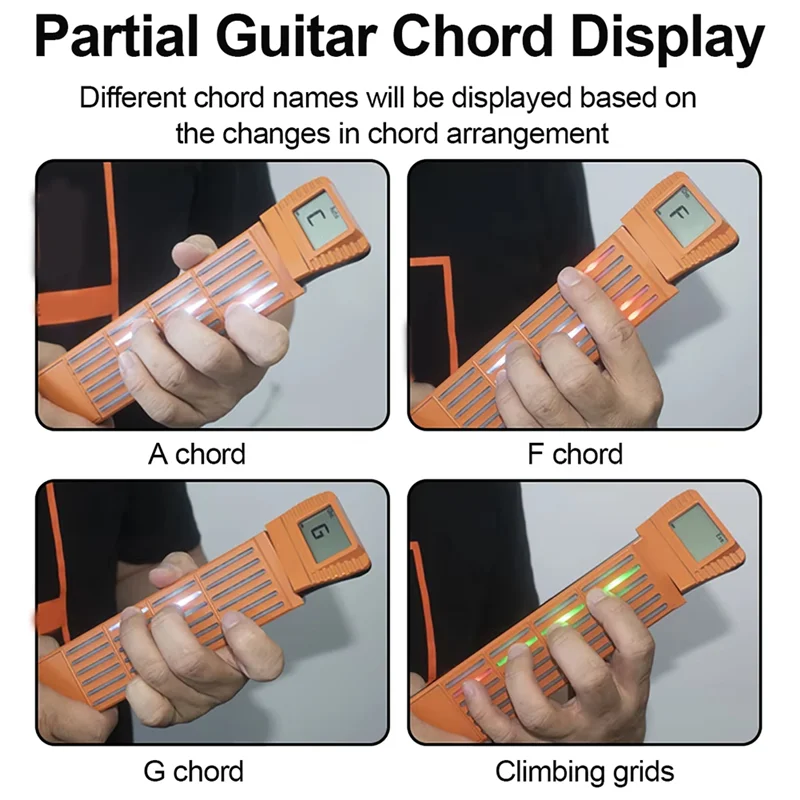 

AS98-NEW Guitar Chord Trainer Portable Guitar Neck Chord Practice Tool For Beginner Rotating Chart Screen Silent Practice
