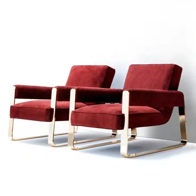 

Light luxury, single sofa chair, household, business, stainless steel frame, leather cloth