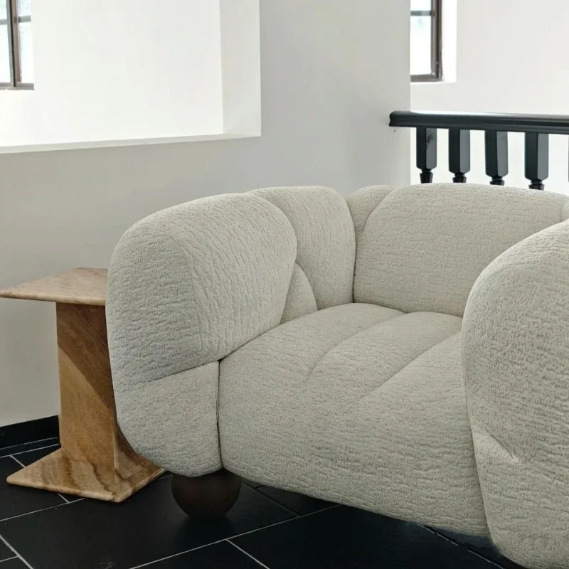Cream wabi silent wind muscle feeling single leisurely lazy wind chenille living room balcony cloud fabric sofa