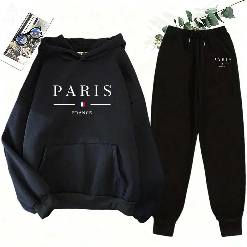 

Женский спортивный костюм из двух предметов, толстовка с спортивными штанами, повседневная одежда для отдыха, осенне-зимний наряд, уличный стиль, модная спортивная одежда